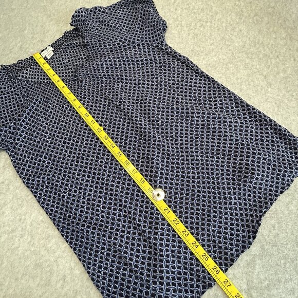 JACLYN SMITH Womens Blouse L Blue Geometric Rayon Raglan Sleeve Stretch Neck - Picture 5 of 7